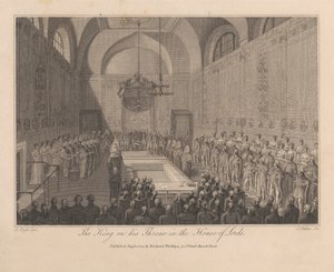 König auf seinem Thron im House of Lords von James Fittler