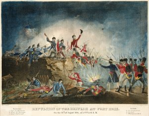 Abwehr der Briten bei Fort Erie, am 15. August 1814, um 2 Uhr morgens, veröffentlicht 1841 von James Fuller Queen