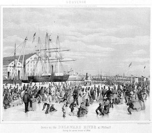 Szene am Delaware River in Philadelphia während des strengen Winters von 1856 von James Fuller Queen