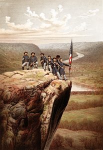 Unionssoldaten auf dem Lookout Mountain, Tennessee, veröffentlicht 1863 von James Fuller Queen