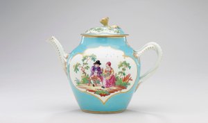 Worcester Teekanne und Deckel, ca. 1770 von James Giles
