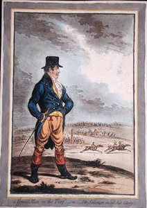 Ein großer Mann auf der Rennbahn, oder Sir Solomon in all seiner Pracht! veröffentlicht von Hannah Humphrey im Jahr 1803 von James Gillray