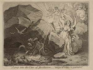 Ein Blick in die Höhle des Jakobinismus, oder Magna est Veritas et praevalebit, 1798 von James Gillray