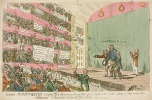 Handelnde Magistrate begehen sich selbst, ihr erster Auftritt im Nationaltheater Covent Garden, 1809