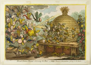 Breitboden-Drohnen stürmen den Bienenstock von James Gillray