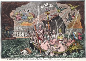 Charons Boot oder Die Geister aller Talente auf ihrer letzten Reise, 1807 von James Gillray