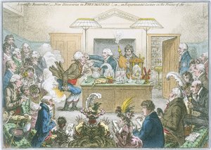 Chemievorlesung, 1802 von James Gillray