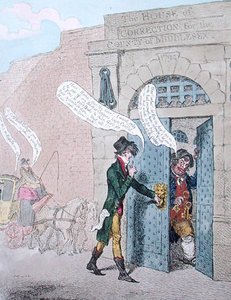 Bürger besuchen die Bastille, veröffentlicht von Hannah Humphrey im Jahr 1799 von James Gillray