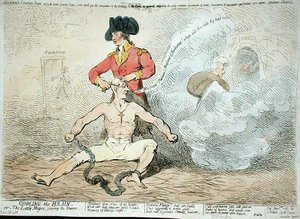 Das Gehirn kühlen, oder Der kleine Bürgermeister rasiert den Rasierer von James Gillray