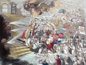 Ende der irischen Farce der katholischen Emanzipation, veröffentlicht von Hannah Humphrey 1805 von James Gillray