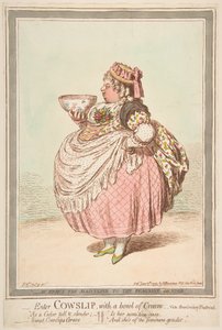 Enter Cowslip mit einer Schale Sahne. - siehe Brandenburg Theatricals, 13. Juni 1795 von James Gillray