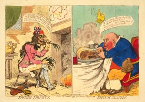 Französische Freiheit - Britische Sklaverei, veröffentlicht 1892 (handkolorierte Gravur) von James Gillray