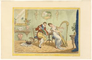 Harmonie vor der Ehe (recto); Überwindung des Fünf-Bar-Tors (verso) von James Gillray