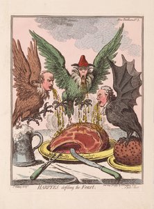 Harpien verunreinigen das Fest, veröffentlicht 1799 (handkolorierte Gravur)
