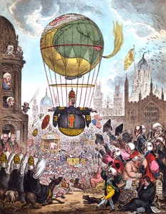 Er lenkt seinen Flug nach oben, auf der dunklen Luft, die ungewöhnliches Gewicht spürte., 1810 von James Gillray