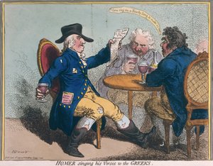 Homer singt seine Verse den Griechen, veröffentlicht von Hannah Humphrey 1797 von James Gillray