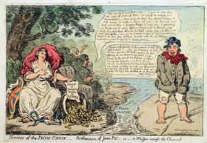 Schrecken der irischen Union: Ärgernis des armen Pat, oder Ein Flüstern über den Kanal, veröffentlicht von Hannah Humphrey, 1798 von James Gillray