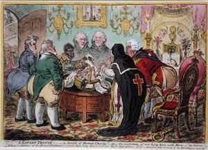 Das Findelkind: Ein Beispiel römischer Nächstenliebe von James Gillray
