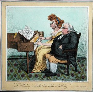 Lullaby - beruhige ihn mit einem Wiegenlied! veröffentlicht von Hannah Humphrey im Jahr 1798 von James Gillray