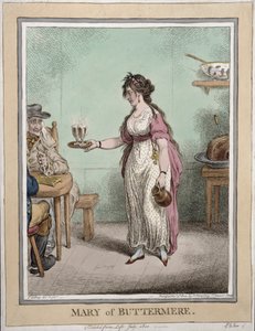 Mary von Buttermere, nach dem Leben skizziert im Juli 1800, veröffentlicht von Hannah Humphrey im Jahr 1802 von James Gillray
