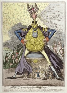 Midas verwandelt alles in Gold Papier, veröffentlicht von Hannah Humphrey 1797