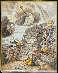 Sturz des republikanischen Babels, veröffentlicht von Hannah Humphrey im Jahr 1809 (handkolorierte Radierung)