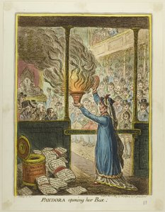 Pandora öffnet ihre Büchse von James Gillray