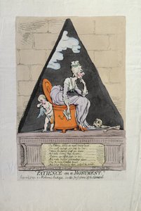 Geduld auf einem Denkmal, veröffentlicht von Hannah Humphrey 1791 von James Gillray
