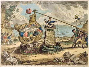 Politische Mathematiker, die die breitbodige Hemisphäre erschüttern, veröffentlicht von Hannah Humphrey, 1807 von James Gillray