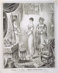 Fortschritt der Toilette, oder das Ankleiden abgeschlossen, veröffentlicht von Hannah Humphrey im Jahr 1810