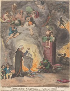 Shakespeare geopfert; oder, Das Opfer an die Gier von James Gillray