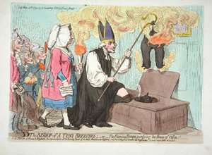 Der Bischof von A Tuns Hosen; - Der flammende Eveque reinigt das Haus des Amtes! Den Patrioten von Frankreich und England, diese Darstellung des brennenden Eifers des heiligen Attaceh a la Mission