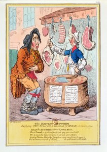 Der britische Metzger versorgt John Bull mit einem Ersatz für Brot, 1795