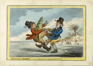 Die Elemente des Schlittschuhlaufens: Die Folge des Windes von James Gillray