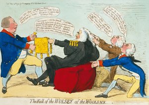Der Fall des Wolsey des Wollsacks, veröffentlicht von Hannah Humphrey in 1792 von James Gillray
