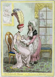 Die modische Mama oder Die Bequemlichkeit der modernen Kleidung, veröffentlicht 1796 von James Gillray