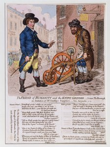 Der Freund der Menschheit und der Messerschleifer, veröffentlicht von Hannah Humphrey im Jahr 1797 (handkolorierte Radierung) von James Gillray