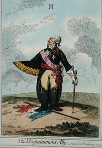 Der großmütige Verbündete, veröffentlicht von Hannah Humphrey 1799 von James Gillray