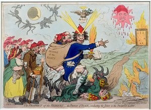 Der Prophet der Hebräer: der Friedensfürst führt die Juden ins Gelobte Land, veröffentlicht von Hannah Humphrey 1795 (handkolorierte Radierung) von James Gillray