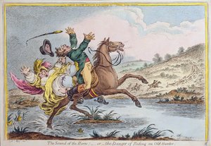 Der Klang des Horns oder Die Gefahr, einen alten Jäger zu reiten, veröffentlicht von Hannah Humphrey im Jahr 1807