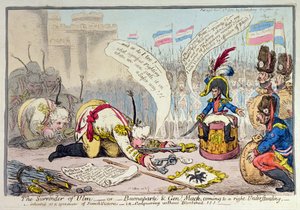 Die Kapitulation von Ulm, oder Buonaparte und General Mack kommen zu einer Einigung, veröffentlicht von Hannah Humphrey, 1805