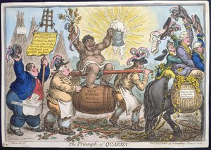 Der Triumph von Quassia, veröffentlicht von Hannah Humphrey im Jahr 1806 von James Gillray