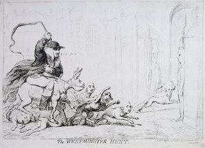Die Westminster Jagd, veröffentlicht im Jahr 1788 von James Gillray