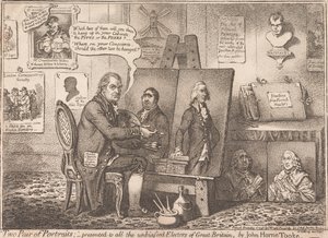 Zwei Paar Porträts; präsentiert allen unvoreingenommenen Wählern Großbritanniens von James Gillray