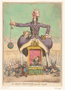 William Pitt spielt das Parlament, 1797 von James Gillray