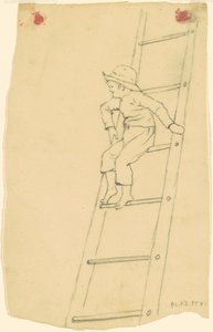 Junge auf einer Leiter von James Goodwyn Clonney