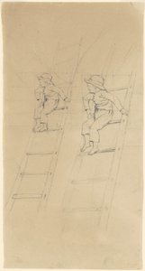 Studien eines Jungen auf einer Leiter von James Goodwyn Clonney