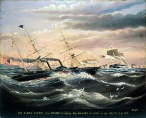US-Japan-Flotte, Commodore Perry bringt das Evangelium Gottes zu den Heiden, 1853 von James Guy Evans