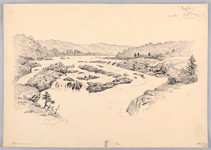 Fluss-Stromschnellen, Entwurf für das Washington Board of Trade Dinner, 13. Mai 1908 von James Henry Moser