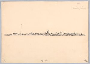 Washington Skyline, Design für das Washington Board of Trade Dinner, 13. Mai 1908 von James Henry Moser